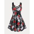 thumbnail image 1 of Vestido Talla Extra Estampado Calado Rosa Rosegal  Vestidos casuales de talla grande, 1 of 5