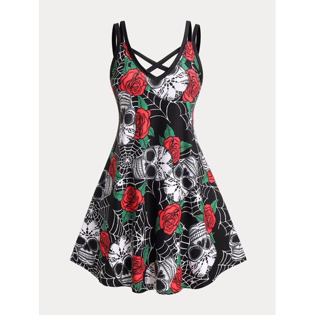 Vestido Talla Extra Estampado Calado Rosa Rosegal Vestidos casuales de talla grande