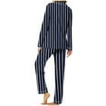thumbnail image 7 of BLTIBY Womens Pajama Sets 2 Piece Striped Printed Lapel Button Long Sleeve Shirts Pants Casual Loungewear Outfits with Pockets Blue 3XL, 7 of 7