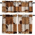 thumbnail image 1 of Vintage Fur Patchwork Curtains Valance 3 Piece Set,Western Farm Animal Cow Fur Pattern Patchwork Valance,Home Kitchen Living Room Decor Window Valance, 1 of 5