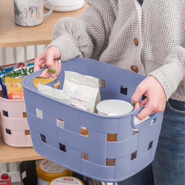 Large Rectangular Plastic Storage Basket 12.60 Inches Dual Side Handle Multifunctional Easy Clean Organizer for Home Desktop Cabinet Bathroom Party Favors Decor Sundries Storage