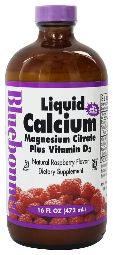 Bluebonnet Nutrition Calcium Magnesium Citrate Plus Vitamin D3 Liquid, Natural Raspberry, 16 Fl Oz