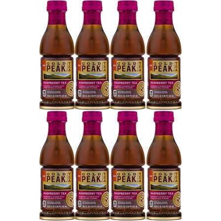 Gold Peak 18.5oz, Pack of 8, Total of 148 Oz) (Raspberry Tea with Real Sugar)