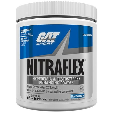 GAT NitraFlex Pre-Workout & Testosterone Booster 30 Servings - Blue