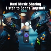 Motorcycle Helmet Bluetooth Speakers Headset, 2-Way Helmet Intercom System Headphone with 2 Type Mics, TF Card Slot, Hands-Free FM Music/Call, 1000mAh Battery, IPX6, Noise Cancellation