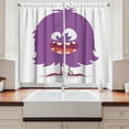 thumbnail image 2 of Ambesonne Alien Kitchen Curtains, Monster Silly Face Cartoon, 55"x45", White Purple, 2 of 3