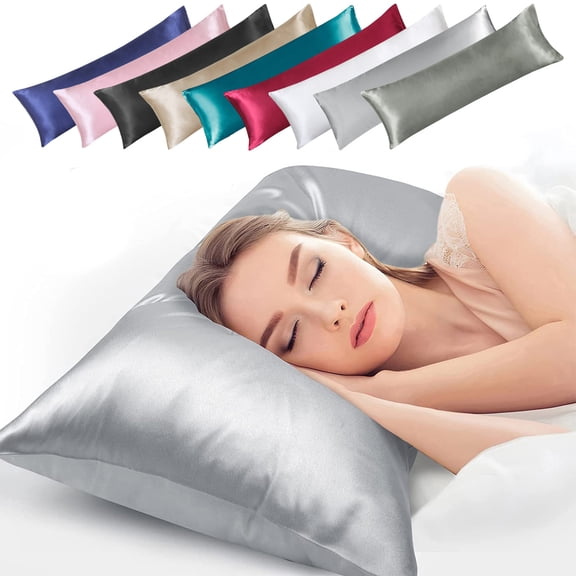 TTJ Silky Satin Body Pillowcase 20x54 in 51x137 cm Cooling Luxury Pillow Cover With Hidden Zipper Smooth Breathable Satin For Hair Skin Protection Spa Beauty Sleep Travel Dorm Bedding