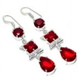 thumbnail image 2 of Mozambique Garnet Gemstone 925 Sterling Silver Jewelry Earring 2.56", 2 of 2