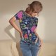thumbnail image 3 of Balery Floral Body de cuello redondo de manga corta para mujer Tops de manga corta Tops básicos-Large, 3 of 7