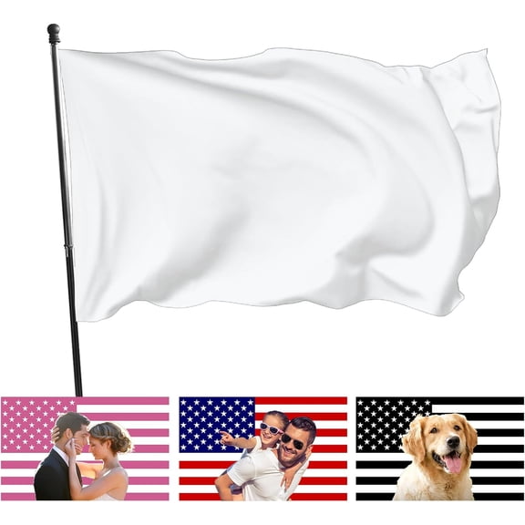 Custom Flag 3x5 FT, Design Your Own Logo Image Text, Double Sided Printing | Customizable Tapestry for Bedroom Wall Decor, Personalized for Business Activities, Outdoor Advertising Flags, Pure White