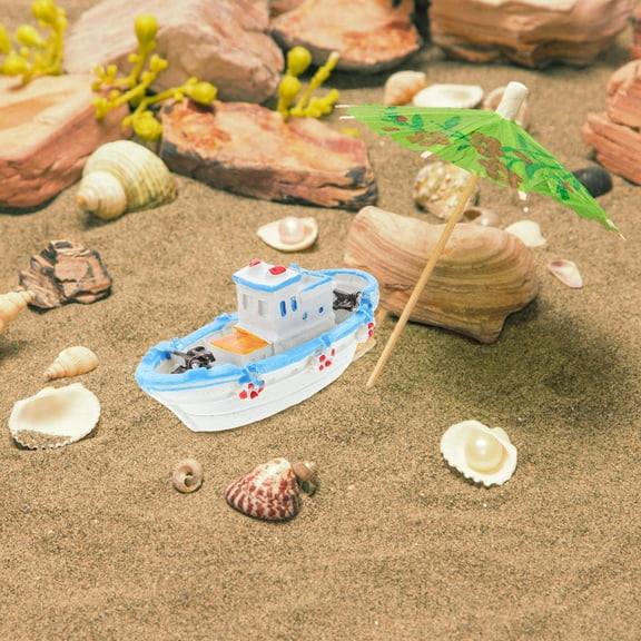 KAJNBN Sailboat Cake Topper Resin Mini Fishing Boat Decor 3.5X1.8X1.6In 1 Pcs