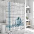 thumbnail image 6 of Blue Pumpkin Shower Curtain, Waterproof Shower Curtains for Bathroom, Thanksgiving Fall Leaf Country Farm Stripe Washable Fabric Bathtub Curtain Set Bath Decor with 12 Hooks Standard 72"x72", 6 of 8