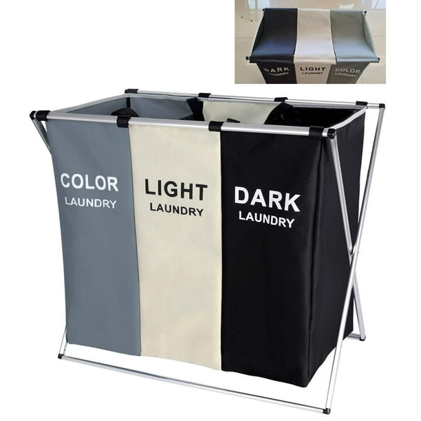135L Large Laundry Cloth Hamper Sorter, with Dust Cover Foldable