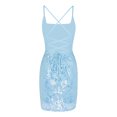thumbnail image 4 of Vestido estampado sin espalda para mujer, elegante, brillante, ajustado, vestido de fiesta y club Kuymtek Cielo azul T S para Mujer, 4 of 9