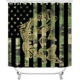 thumbnail image 2 of 4PCS Fishing Shower Curtain Sets with Rugs, Waterproof Fabric Shower Curtain, Green Camo Camouflage White Fishbone Bass Fish Hunting Teen Boys Bathroom Decor, Fishing Gifts for Men Husband, 2 of 7