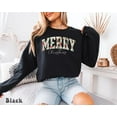thumbnail image 2 of Merry Christmas Sweatshirt – Matching Family Holiday Sweaters, Retro Merry Crewneck, 100% Cotton Pullover, Made in USA, Cozy Xmas Gift for Unisex, 2 of 6