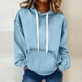 thumbnail image 2 of Sewkxo Hoodies for Women Fashion Drawstring Jean Hoodies Fall Winter Casual Baggy Long Sleeve Sweatshirts with Pockets,Light Blue S, 2 of 4