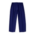 thumbnail image 4 of Domuza Linen Casual Dress Pants for Men Old Money Wide Leg Baggy Pleated Vintage Relaxed Fit Slacks Work Office Dark Blue XL, 4 of 5