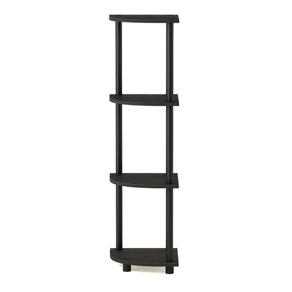 Pemberly Row Turn-N-Tube Wood 4-Tier Corner Display Rack in Espresso/Black