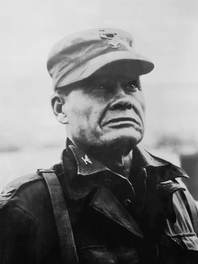 Digitally restored vector portrait of General Lewis Chesty Puller