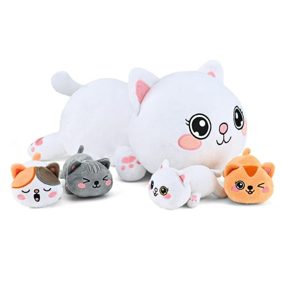 Juguetes de peluche KMUYSL Mami Cat con 4 bebés y gatitos