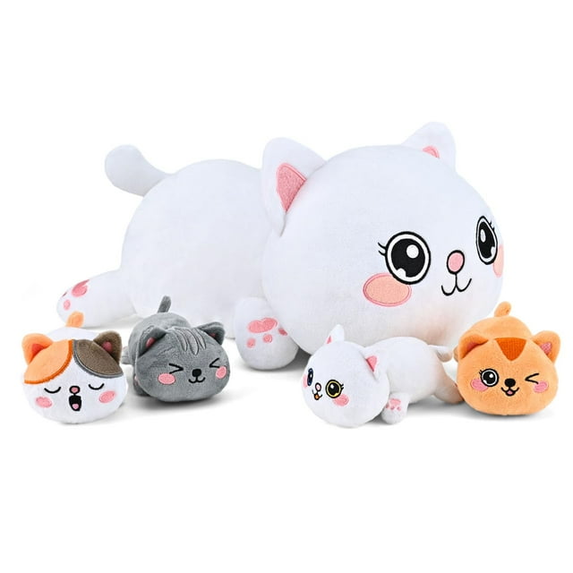 Juguetes de peluche KMUYSL Mami Cat con 4 bebés y gatitos