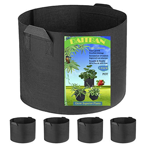 5 Pack Fabric Grow Pots Aeration Plant Bags 1/2/3/5/7/10 Gallon Smart bags US 
