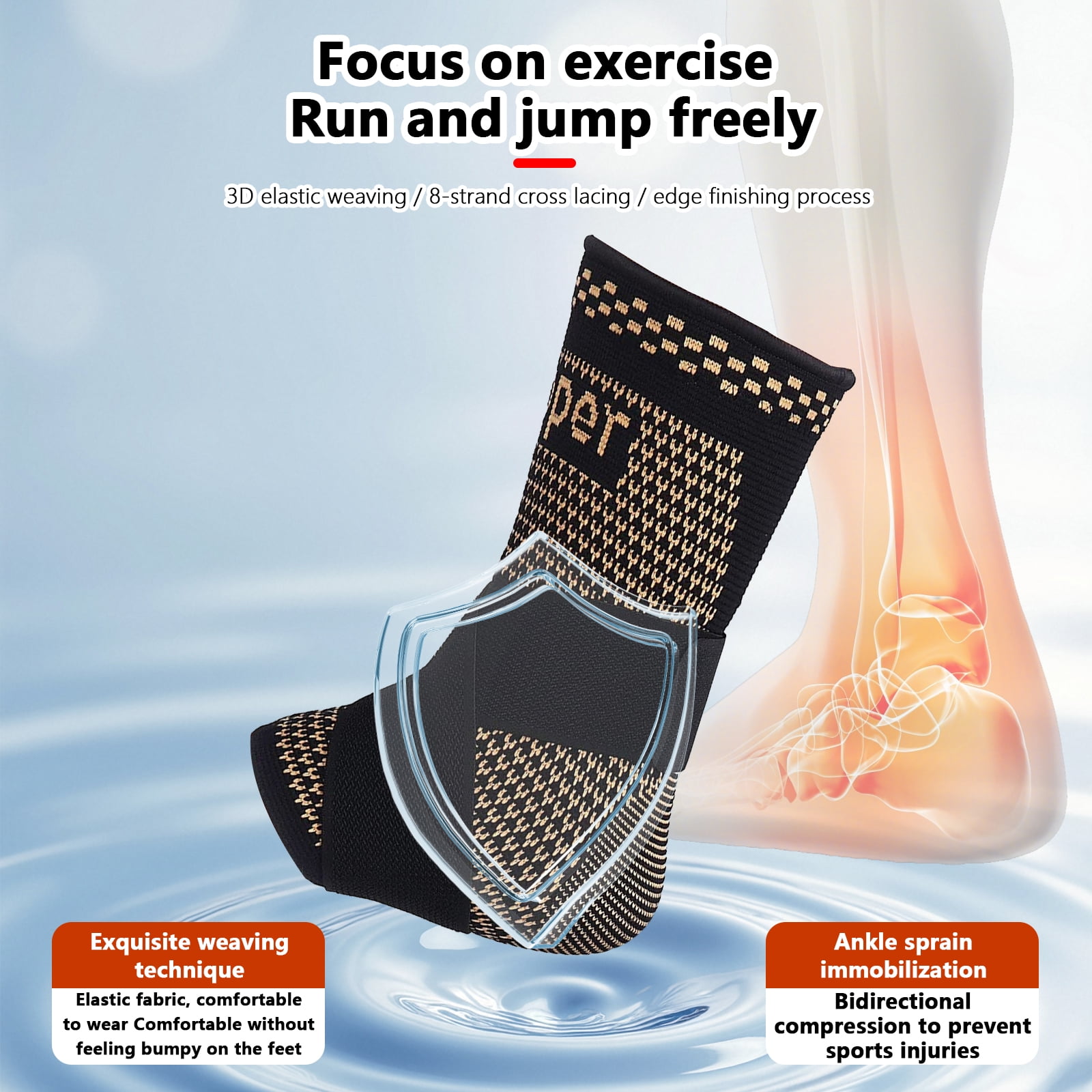 Arcticwind Copper Knee Braces+Ankle Braces+Wrist Braces,Elastic Knitting,Breathable Pressure Sports Protective Equipment,for Women and Men,Guard for Carpal Tunnel Relief,Sprain,Injuries,2 Pairs,S