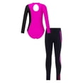 thumbnail image 2 of ZDHoor Girls 2Pcs Sports Dance Outfit Set Long Sleeve Leotard with Leggings for Gymnastics Workout Pink-B 9-10, 2 of 7