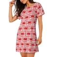 thumbnail image 2 of Balery Cherry Bow Pattern Womens Short Sleeve Sleepshirt Scoopneck Cute Nightdress Comfy Nightgown Loungewear Dress, 2 of 6
