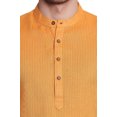 thumbnail image 5 of Shatranj Men's Indian Banded Collar Fine Autumn Stripe Mid-length Kurta Tunic; Mustard; LG, 5 of 5