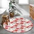 thumbnail image 3 of Round Rug 4Ft Washable Non-Slip, Spring Flowers Circle Area Rugs for Living Room Bedroom, Farmhouse Chinese Pink White Floral Indoor Floor Mats Carpet Runner for Home Decor Aesthetic, 3 of 8