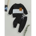 thumbnail image 2 of Wassery 2PCS Toddler Baby Boys Clothes Crew Neck Long Sleeve  Contrast Color Sweatshirt Pullover Top Long Pant Fall Winter Jogger Outfits 0-3 Years, 2 of 8
