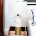 thumbnail image 2 of 24" White and Gold Marble and Metal Cylinder Table Lamp With White Drum Shade, 2 of 2