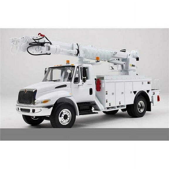 International DuraStar Truck with Digger Derrick Body Altec White 134 Diecast Model by First Gear 104053