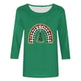 thumbnail image 3 of Otvok Summer Womens Tops Casual Round Neck Christmas Printed Blouse 3/4 Sleeve T-Shirt, 3 of 6
