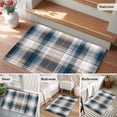 thumbnail image 5 of 2x3 Ft Entryway Area Rug, Blue Brown Plaid Kitchen Rug Runner Washable Floor Mat, Modern Abstract Striped Gingham Checked Non Slip Indoor Door Mat Throw Carpet for Bathroom Living Room Bedroom, 5 of 8