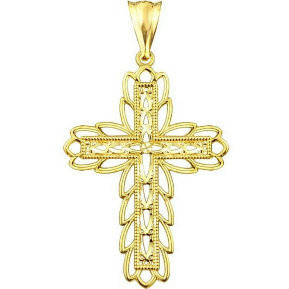 US GOLD Handcrafted 10kt Gold Cross Charm Pendant