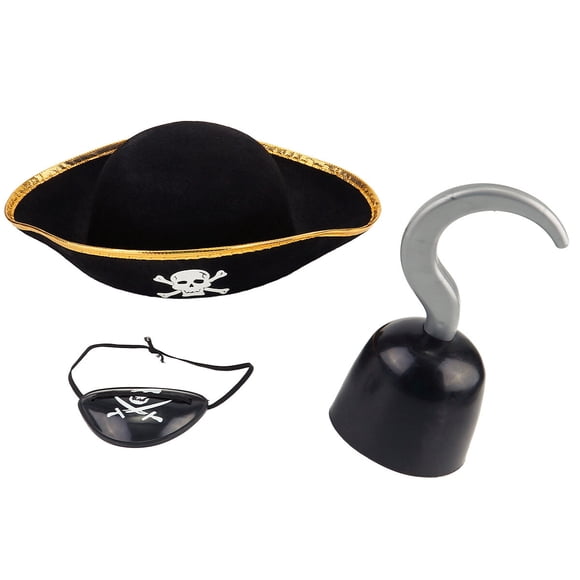 Juego de accesorios para disfraz caribeño de moda para niños con traje de pirata de Halloween de 3 piezas