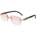 thumbnail image 6 of Retro Wood Buffs Vintage Gangster Style Rimless Rectangular Sunglasses, 6 of 12