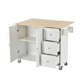 thumbnail image 4 of Harper & Bright Designs Kitchen Cart with Wood Top and Drop Leaf Breakfast Bar, Rolling Mobile Kitchen Island with Storage and Towel Rack, 4 of 8