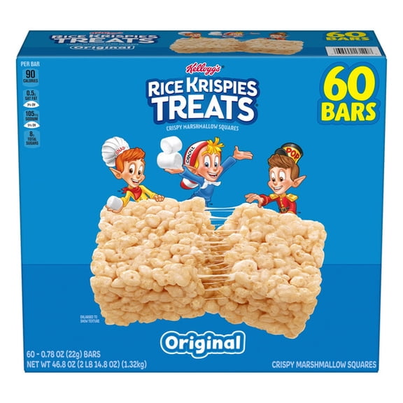 Kellogg's Rice Krispies Treats, 0.78 oz, 60-Count – Individually Wrapped Mini Marshmallow Snack Bars