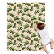 Cartoon Tractors Harvesters Beige Pattern Blanket,Comfortable Soft Flannel Throw Blanket,All Season,Warm Lightweight Blankets for Sofa Bed Couch Living Room Chair,30"x40"