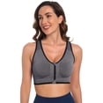 thumbnail image 4 of A AGROSTE Women's Zip Front Closure Sports Bra - Seamless Wirefree Post Surgery Zipper Padded Racerback Workout Gym Yoga Bras, 4 of 6