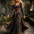 thumbnail image 2 of Stamzod Long Dresses for Women Halloween Printed V Neck A Line Party Wedding Dress Plus Size Fashion Fall Dresses, 2 of 4