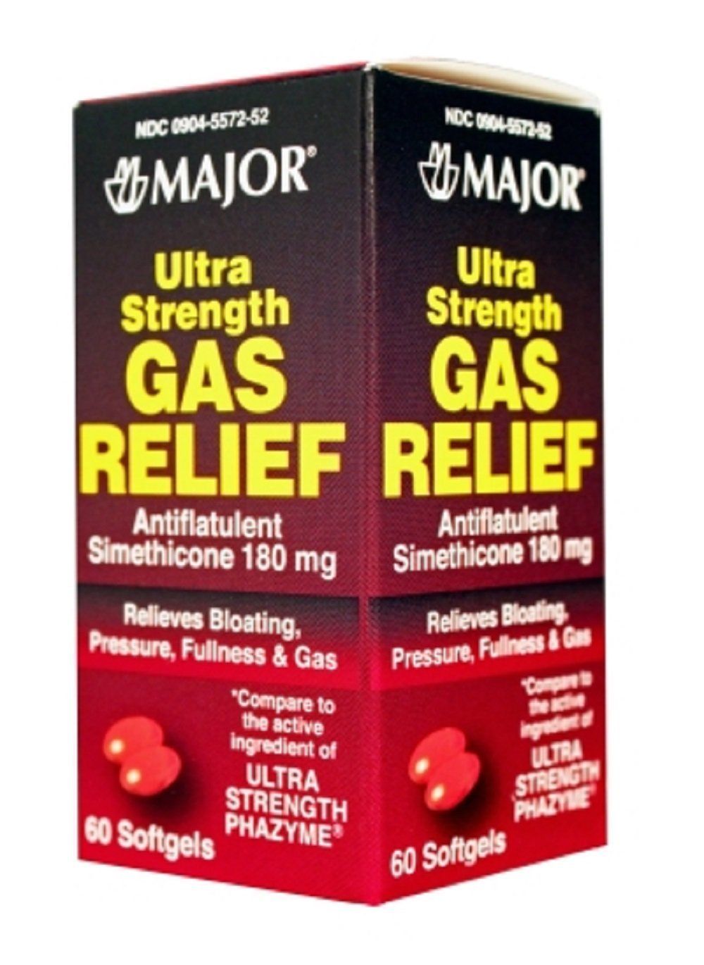 Major Ultra Strength Gas Relief Tablets, 180 mg, 60 Count