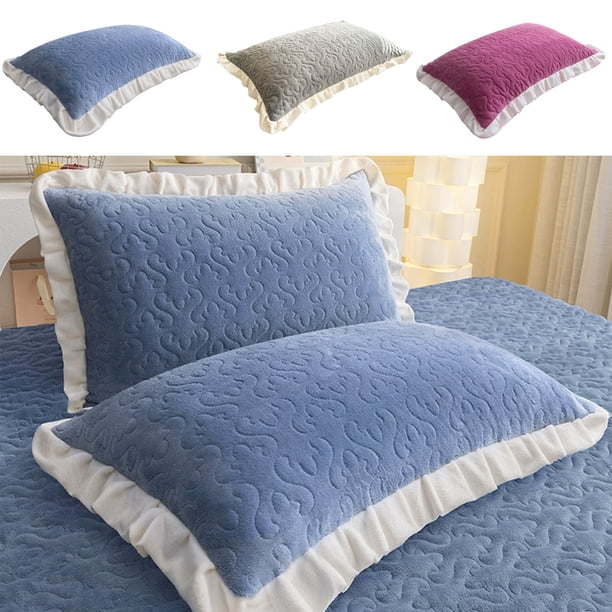 Funda De Almohada Acolchada De Poliéster 1 funda protectora de almohada de algodón azul,transpirable e impermeable,para ropa de cama,con capa aislante para almohadas de calidad hotelera. Rkxzt