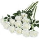 thumbnail image 1 of Nvzi 12 ramos de flores artificiales de seda, ramos de rosas realistas con tallos largos para decoración del hogar, bodas y fiestas (blanco), 1 of 4