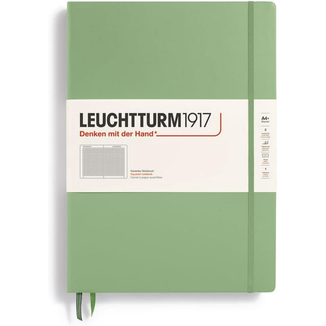 GHSDFBB -Notebook Hardcover Master Classic A4+-235 Numbered Pages for Writing and Journaling (Sage, Squared)