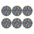 thumbnail image 2 of Pofeuu Cartoon Space Print Leather Coasters Set of 6, Round Cups Mugs Mat Pad for Home Kitchen Heat Resistant Drink Coasters,Round Shape, 2 of 7